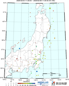 東北から関東の最新地震分布