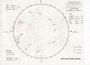 太陽外観図(NOAA)※予報官さんの手書き