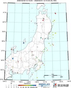 東北から関東の最新地震分布