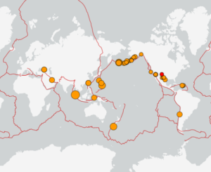 世界最新地震分布(USGS)