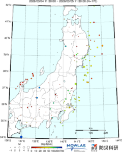 東北から関東の最新地震分布