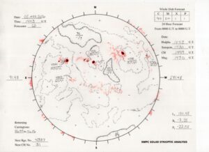 太陽外観図(NOAA)※予報官さんの手書き