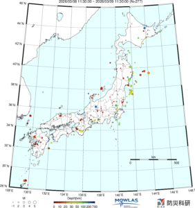 日本全域の最新地震分布