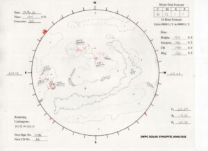太陽外観図(NOAA)※予報官さんの手書き