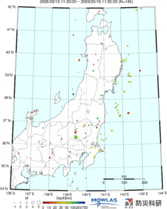 東北から関東の最新地震分布