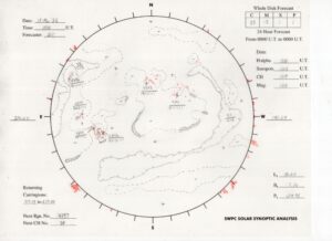 太陽外観図(NOAA)※予報官さんの手書き