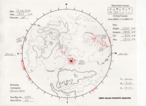 太陽外観図(NOAA)※予報官さんの手書き