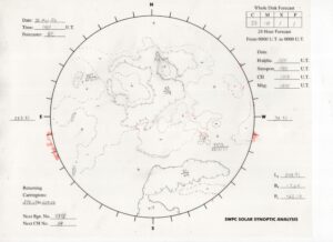 太陽外観図(NOAA)※予報官さんの手書き