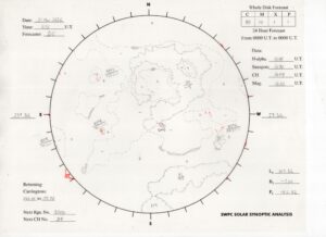 太陽外観図(NOAA)※予報官さんの手書き