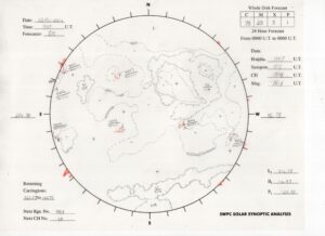 太陽外観図(NOAA)※予報官さんの手書き