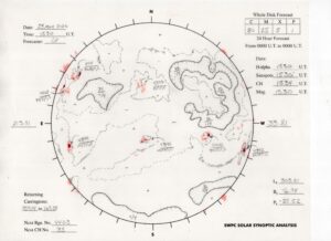 太陽外観図(NOAA)※予報官さんの手書き