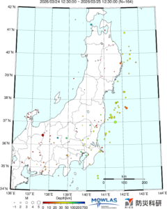 東北から関東の最新地震分布