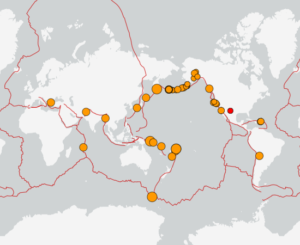 世界最新地震分布(USGS)