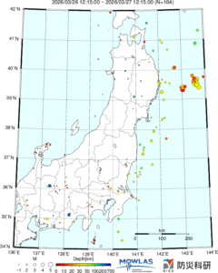 東北から関東の最新地震分布