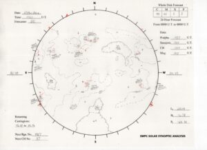太陽外観図(NOAA)※予報官さんの手書き