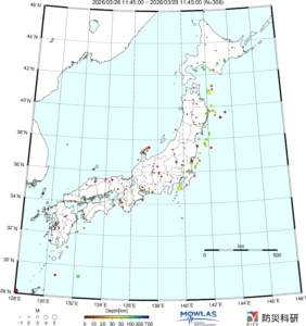 日本全域の最新地震分布