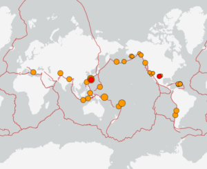 世界最新地震分布(USGS)