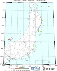 東北から関東の最新地震分布