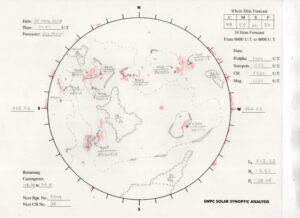太陽外観図(NOAA)※予報官さんの手書き