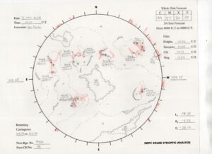 太陽外観図(NOAA)※予報官さんの手書き
