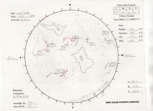 太陽外観図(NOAA)※予報官さんの手書き