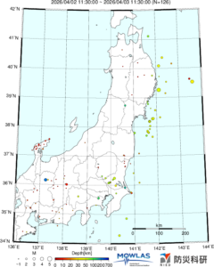 東北から関東の最新地震分布