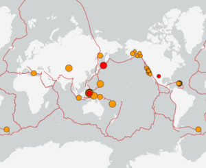世界最新地震分布(USGS)