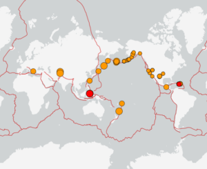 世界最新地震分布(USGS)