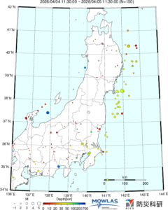 東北から関東の最新地震分布