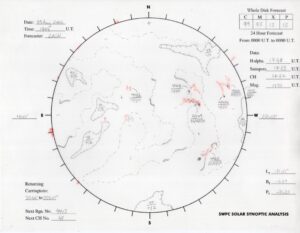太陽外観図(NOAA)※予報官さんの手書き