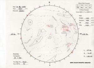 太陽外観図(NOAA)※予報官さんの手書き