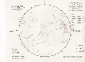 太陽外観図(NOAA)※予報官さんの手書き