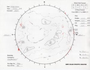 太陽外観図(NOAA)※予報官さんの手書き