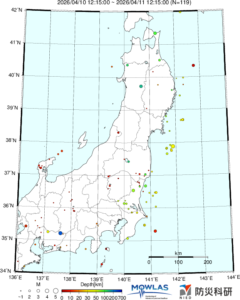 東北から関東の最新地震分布