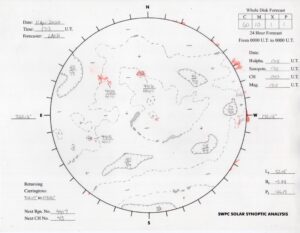 太陽外観図(NOAA)※予報官さんの手書き