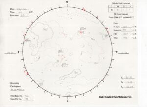太陽外観図(NOAA)※予報官さんの手書き