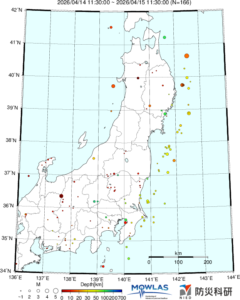 東北から関東の最新地震分布