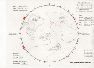 太陽外観図(NOAA)※予報官さんの手書き