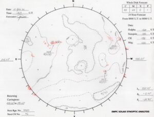 太陽外観図(NOAA)※予報官さんの手書き