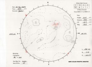 太陽外観図(NOAA)※予報官さんの手書き
