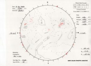 太陽外観図(NOAA)※予報官さんの手書き