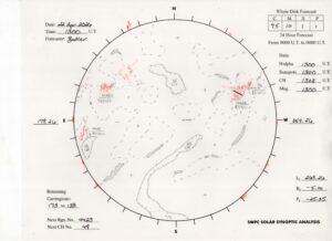 太陽外観図(NOAA)※予報官さんの手書き