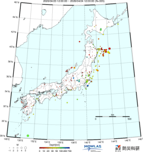 日本全域の最新地震分布