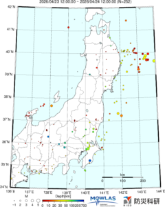 東北から関東の最新地震分布