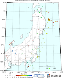 東北から関東の最新地震分布
