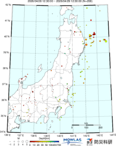 東北から関東の最新地震分布