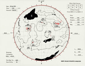 太陽外観図(NOAA)※予報官さんの手書き