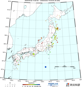 日本全域の最新地震分布