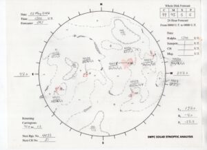 太陽外観図(NOAA)※予報官さんの手書き