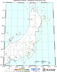 東北から関東の最新地震分布